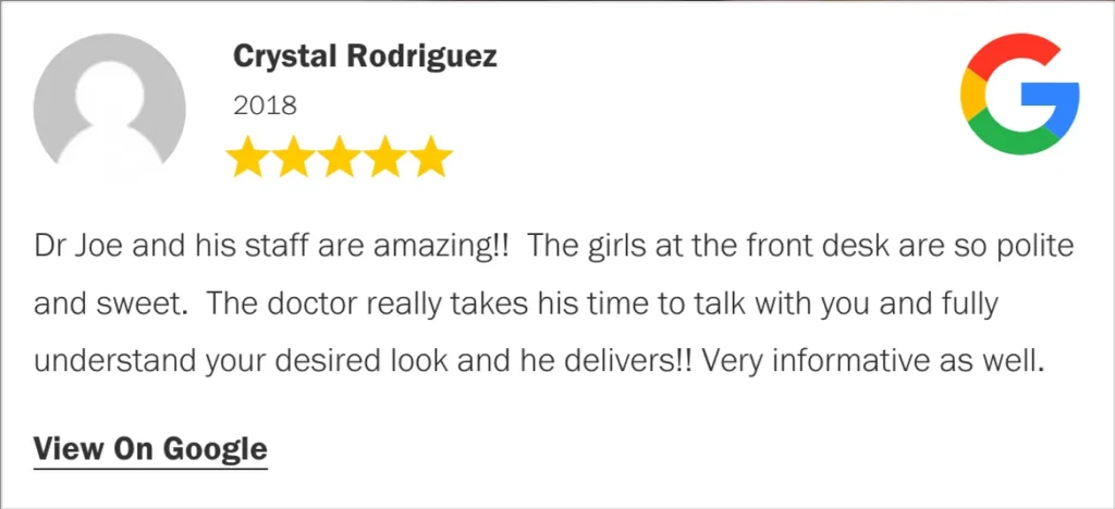 Real patient google reviews Crystal Rodriguez